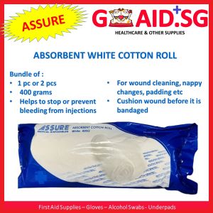 ASSURE Absorbent White Cotton Roll (400 grams per roll)