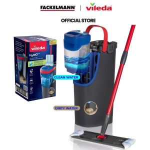 [Fackelmann] Vileda H2PrO flat mop system Revolutionary clean and dirty water separation Water-saving design One-hand operation