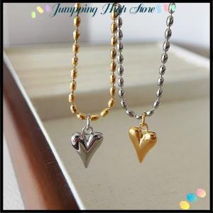 【Jumpping】 สร้อยคอโซ่ลูกปัดจี้หัวใจสแตนเลสชุบทอง สำหรับผู้หญิงของขวัญเครื่องประดับอัญมณีสำหรับคนที่ไม่ก่อให้เกิดอาการแพ้