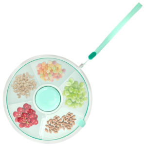 [SG Stock]Leak-Proof Toddler Snack Tray with Rotating Lid 5 Compartments Kids Snack Box BPA-Free Portable Snack Container for Daycare Travel School & Outdoor Use
