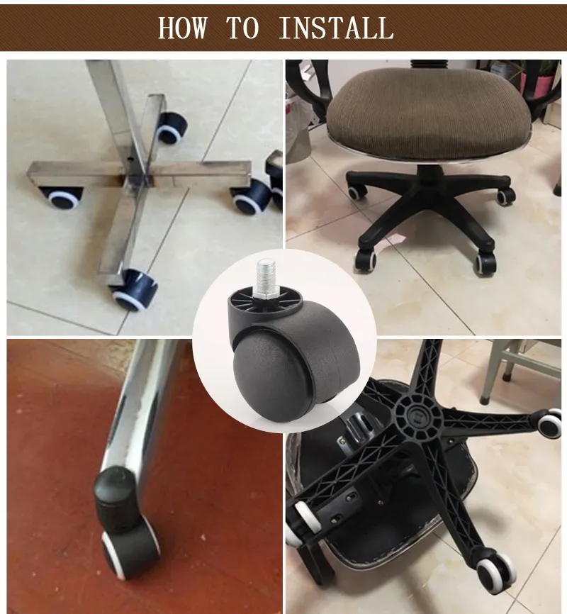 Pieces Office Chair Wheel Click-in M10 Stem Caster inch