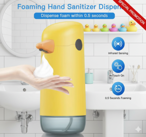 [SG Stock] Automatic Foaming Soap Dispenser | Cute Duck Cartoon for Kids | Touchless Infrared Sensor | 0.5s Fast Foaming | Battery Operated