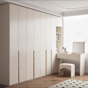 Closet Solid Wood Wardrobe Opal Board Skin Feeling Door One Door To Top Desk Utility Closet