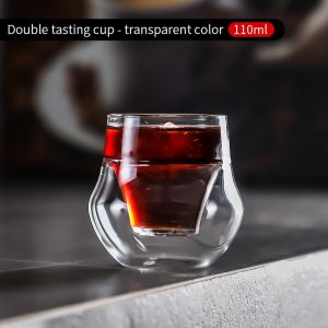 BINCOO Double Glass Coffee Cups Hand Brewed Tasting & Smelling Cups Espresso Cups Thickened Coffee Extraction Cups 110ML
