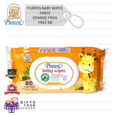 PUREEN BABY WIPES 2X80S ORANGE FRAG FREE BB