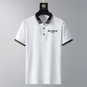 Original BALMAINˉPARIS Mens Classic Short Sleeve Solid Performance Deck Polo Shirt Quick Dry Polo Short Sleeve T-Shirt Running Workout Polo Shirts