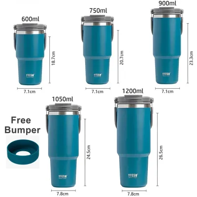 TYESO Thermal Flask Water Bottle Car Cup Vacuum Insulated Bottle Stainless Steel Coffee Cup