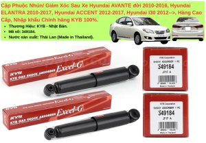 Cặp Phuộc Nhún/ Giảm Xóc Sau Hyundai AVANTE/ ELANTRA/ Hyundai ACCENT/ Hyundai i30 12-17 Hàng Cao Cấp Nhập Khẩu Chính hãng KYB - Nhật bản 100%