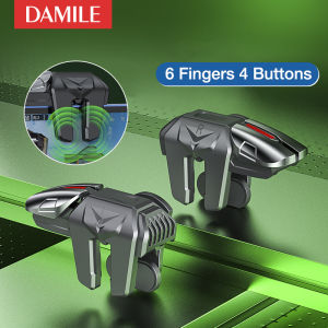 DAMILE L1R1 Sharpshooter Trigger Buttons Sensitive Shoot Mobile Game Trigger Controller Joystick Six Fingers Metal Button Shooter L1R1 Shooter Controller Aim Buttons Joysticks PUBG Rules of Survival G21
