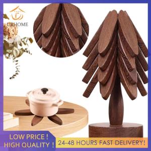 【New Arrival】 Tree Design Stand Wooden Trivets Decorative Anti Scald Heat Resistant Table Mat Heat Insulated Pad for Teapot Hot Pots