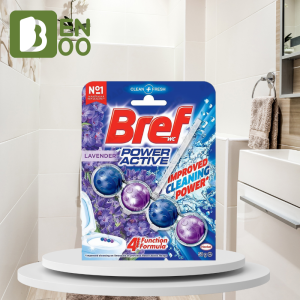 Viên treo bồn cầu Bref Power Active Lemon Đánh bay mọi mãng bám Khử mùi hiệu quả Hương Xanh  Cam chanh Lavender vỉ 4 viên 50g