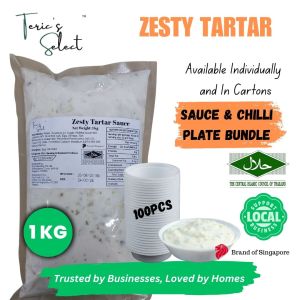 [SG Bundle] Terics Select Halal Zesty Tartar Sauce Tar Tar with Disposable Plastic Chilli Plate 顶立贸易 清真 塔塔酱