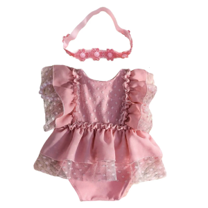 Baby Photography Props Romper and Flower Headband Girl Outfit Photo Shoot Clothes Baby Photography Costume Clothing