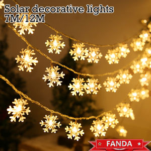 100 led solar Decorative snow flakes fairy lights for living room outdoor fiesta waterproof garden inside the house indoor 365 bulbs promo