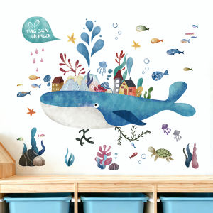Decal giấy dán tường cho bé Cá voi và Đại dương Kỳ diệu Có keo sẵn Trang trí góc học tập phòng ngủ