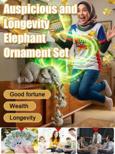 ✨ Elephant Ornament Set/ Home Decor/ Resin Sculpture/ Living Room/ Lucky Elephant Statue/ Desk Decoration For Family/ Stylish Gift/吉祥长寿大象摆件套装