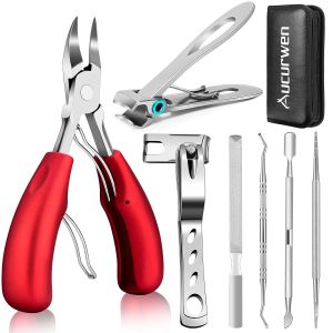 Toenail Clippers for Seniors Thick Toenails Aucurwen Heavy Duty Toe Nail Clippers Thick Nails Long Handle Large Toenail Clippers for Thick Nails 7Pcs
