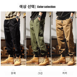 กางเกงผู้ชายแบบอเมริกันสไตล์ทรงเท่ห์ใส่ได้ทั้งฤดูใบไม้ร่วง ขากว้าง ไม่มีเข็มขัด