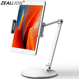 Zeallion Aluminium Alloy Tablet Stand Rotating Long Arm Mobile Phone Holder Height/Angle Adjustable Mount for iPhone iPad 4-13