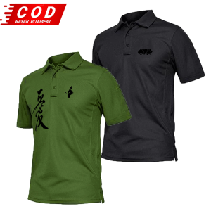 Beli 1 Dapat 2 Pcs Kaos Polo man shirt  |  Motif Fox relax - Crd Text hitam | Keren Distro Premium Katun |