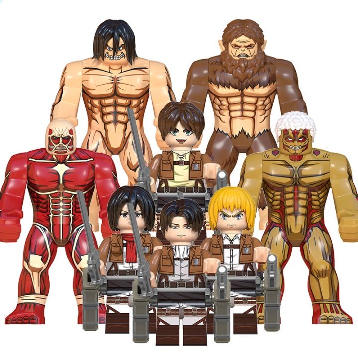 Attack On Titan Building Blocks Toy Mikasa Eren Levi Giant Model Anime Mini Action Figures