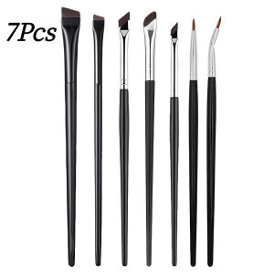 7Pcs Eye Makeup Brushes Set Sickle Shaped Brush Precise Detail Brush Eyebrow Brush Silkworm Brush Make Up Tool Brushes Angled Eyeliner Brush