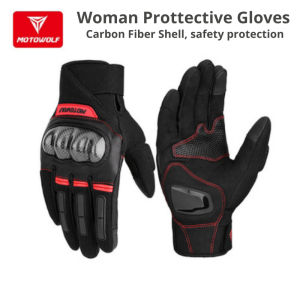 Motowolf Sarung Tangan Wanita Motor Touch Screen Anti Slip Carbon