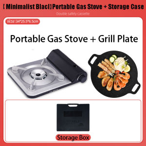 Portable Gas Stove 6000W high flame with baking sheet and storage box ideal for hiking picnics and gatherings.