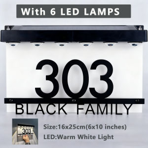 Personalized House Sign Solar LED Luminous House Number Outdoor Solar Address Sign Outdoor Solar Light Door Sign with 6/8 Lamps