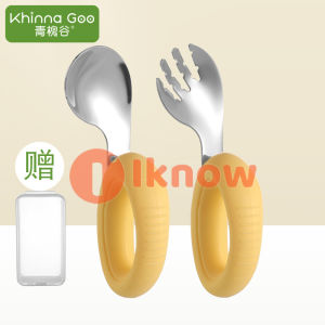 Tôi Biết Muỗng ăn cho bé tự trị của bé con một tuổi học tập ăn tay cầm ngắn của thực phẩm bổ sung bé 316 thìa dĩa Inox