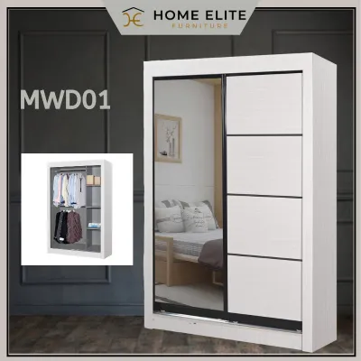 HOME ELITE Sliding Doors Bedroom Wardrobe Home Living Furniture Almari Baju / Anti-Jump / 2 Sliding Doors - 4ft x 6ft