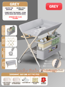 Baby Care Changing Table with Wheels / Multifunction Adjustable Height Diaper Changing Station