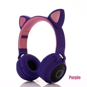 Cute Cat Earphone Bluetooth 5.0 Childrens Day Birthday Gift LED Headphone Headset Wireless HiFi Girl Boy Daughter Gift With Mic