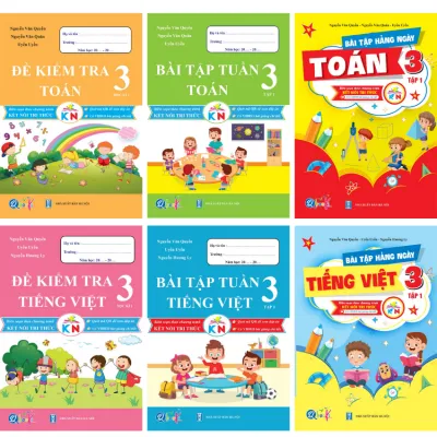 SÁCH - [ Lớp 3 - hk 1 ] - Kết nối tri thức - Combo 6 quyển bài tập hằng ngày bài tập tuần và đề kiểm tra toán tiếng việt lớp 3 hk1