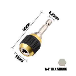 ชัคเจาะส่วนยาวหัวไขควงหกเหลี่ยม60มม. 1/4นิ้ว1ชิ้นเครื่องมืออะแดปเตอร์แปลงไดร์เวอร์อิมแพ็คไขควงหัวเจาะเปลี่ยนอย่างรวดเร็ว