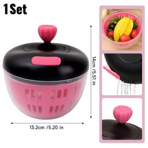 Household Fruit Vegetable Draining Basket / 360° Rotating Double Layer Salad Spinner / Removable Manual Vegetable Dryer for Kitchen