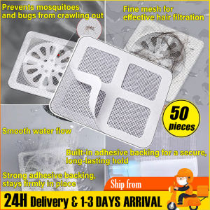 50pcs Disposable Floor Drain Stickers foor drain sticker Shower Drain Hair Catcher Mesh Stickers Covers Sink Strainer Filter Hair Stopper For Bathroom Disposable Anti-blocking Filter Kitchen Insect proof Floor Drain Sticky Cover地漏贴