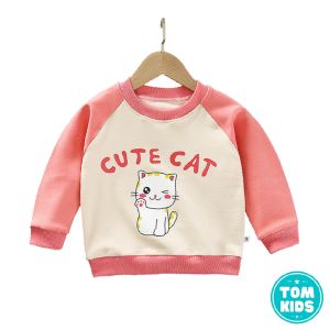 Áo thu đông cho bé áo len cổ tròn dài tay cho bé từ 1-10 tuổi in hình họa tiết dễ thương mã QA-001