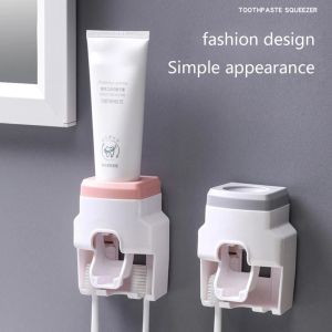 Creative Wall-mounted Automatic Toothpaste Dispenser Toothbrush Holder Free Punch Waterproof Lazy Toothpaste Squeezer Bathroom Toilet Accessories