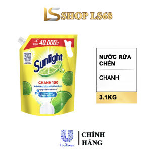 Nước rửa chén Sunlight Trà xanh bịch 3.3kg sạch bong vết bẩn