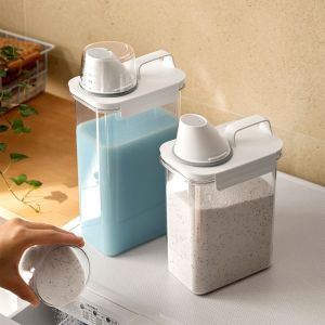 ZYJC SHOP Kín Cup đo lường Chất tẩy rửa Bột Giặt Ngũ cốc Jar Chất tẩy rửa Hộp Rửa Bột Container Lưu trữ Xô