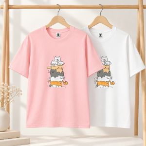 Mens Plus Size Stacked Cats Graphic Short Sleeve T-Shirt OM303