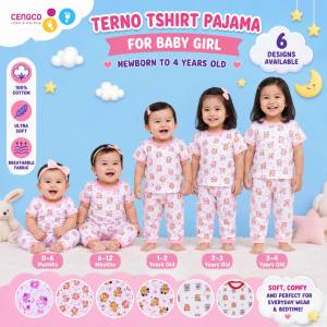 3 Pairs Terno Pajama For Girls Newborn to Toddler Tshirt Pure Cotton Non Faded Prints 0 to 4 Years Old