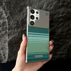 Kevlar Carbon Fiber Pattern Frameless Magnetic Phone Case For Samsung S26 S25 S24 S23 S22 Ultra Plated Borderless Colorful Cover