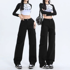 Retro Denim Jeans Mud yellow distressed vintage ripped jeans man and woman loose long wide-leg pants