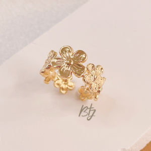 BTJ Retro Flower Gold Ring: European-American Style Jewelry
