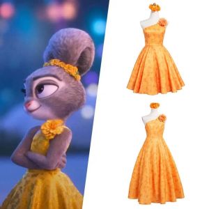 GLOBALTREE  2 Judy Yellow Cosplay Costume Judy Bunny Rabbit Dress with Hairband  Cosplay Costume Costume Set Printed Cosplay Dress Up Set Adults Children