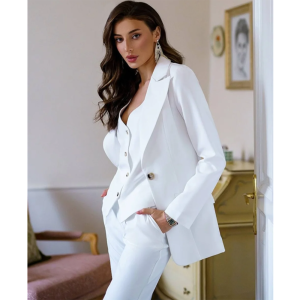 Luxury Chic White Women Suit Single Breasted 3 Piece Jacket Vest Pants Blazer Set Formal Slim Fit Office Lady Female Clothinig2026