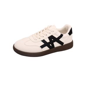 [Free Shipping] WomenS Thick-Soled Lace-Up White Sneakers 2026 New Style Round-Toe Color-Block Design Casual Shoes