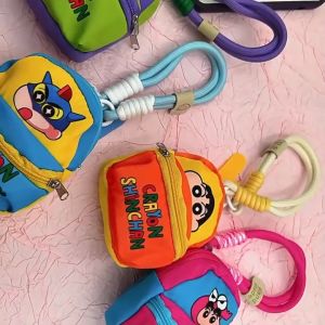Crayon Shin-chan Mini Backpack Keychain Pendant Bag Kids Mobile Phone Lanyard Wallet Earphone Case